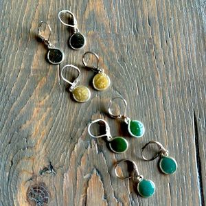 Colored Resin and Silver Tone Set of Earrings-4 pairs